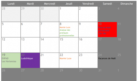 Agenda des p'tits loups à la micro-crèche de Dijon